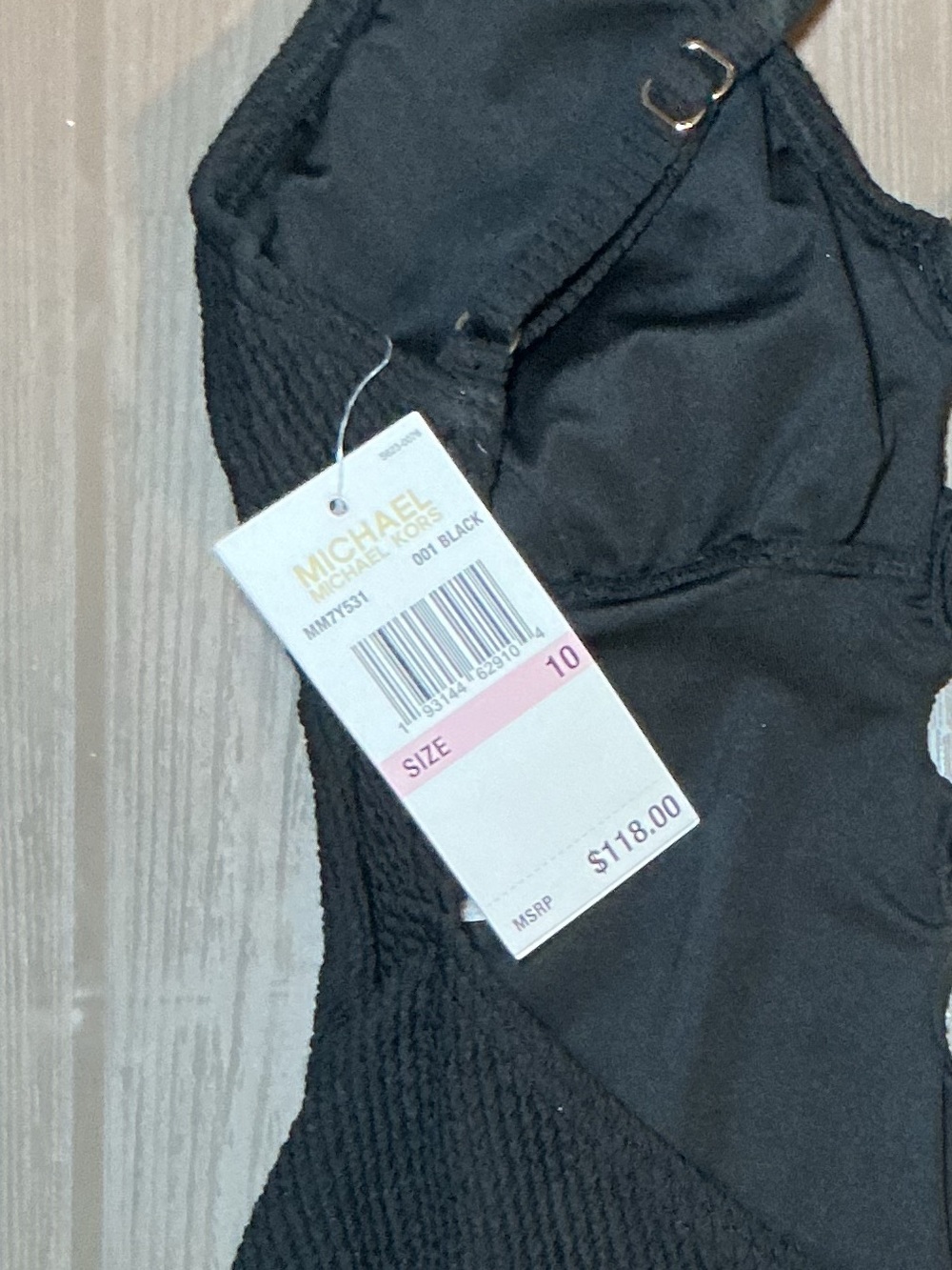 Michael Kors Black One-Piece Swimsuit with Silver Shell Accent - Picture 5 of 10